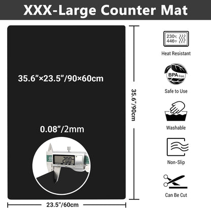 Ewen 35.6x23.5in 2mm Silicone Mats for Kitchen Counter, Thick Heat Resistant Silicone Mat, Extra Large Non-Stick Pastry Mat Glass Top Stove Cover Countertop Protector for Baking Coffee Bar Translucent