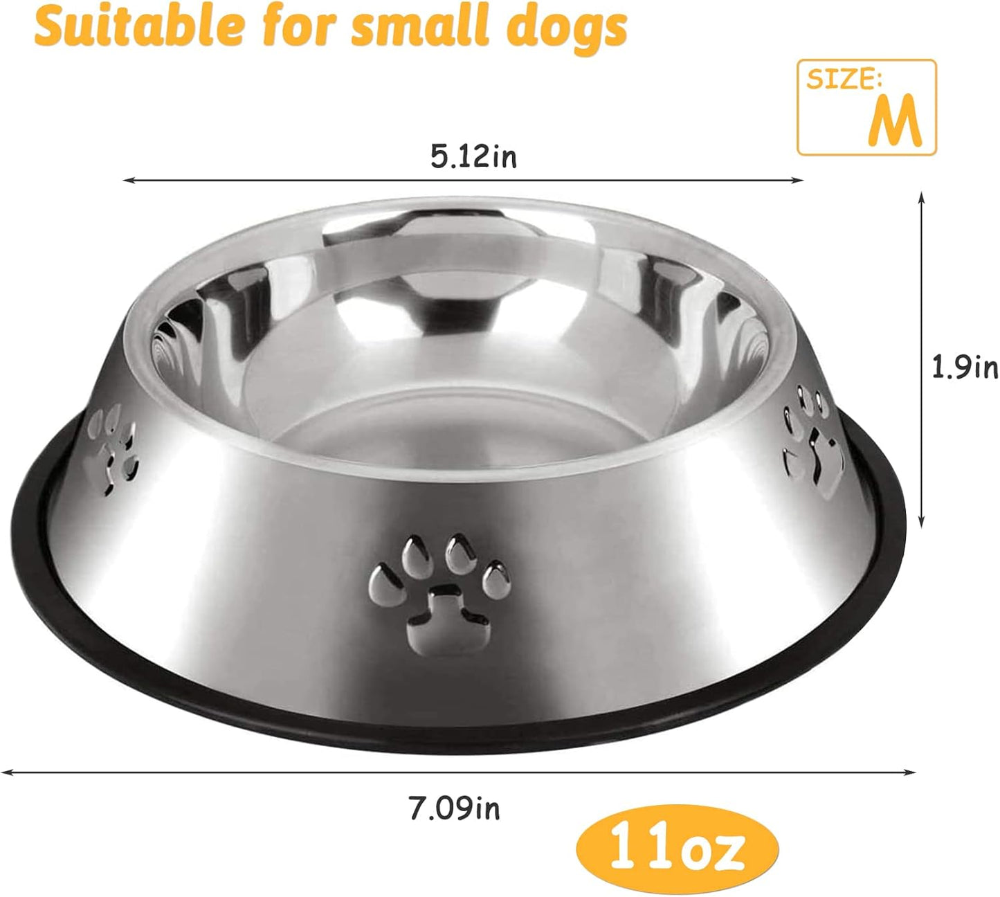 Hamiledyi Stainless Steel Dog Cat Bowl with Rubber Base 4 Pack Pet Feeder and Water Bowls Stackable Non-Slip Puppy Dishes for Small Medium Animals Kitten Rabbit