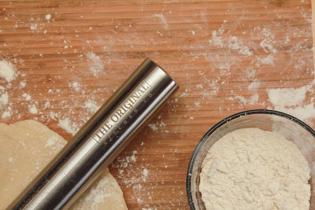 The Original Stainless Steel Rolling Pin Featuring a Non-Stick Surface Perfect for Making Pasta, Cookies, Ravioli and Pizza