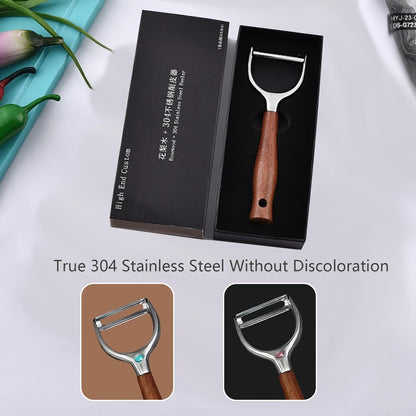 Vegetable Peelers For Kitchen,Stainless Steel Potato Peelers,Swivel Fruit Peeler Featuring Sharp And Durable Blades,Can Be Quickly Peeled,Ergonomic Solid Wood Anti Slip Handle