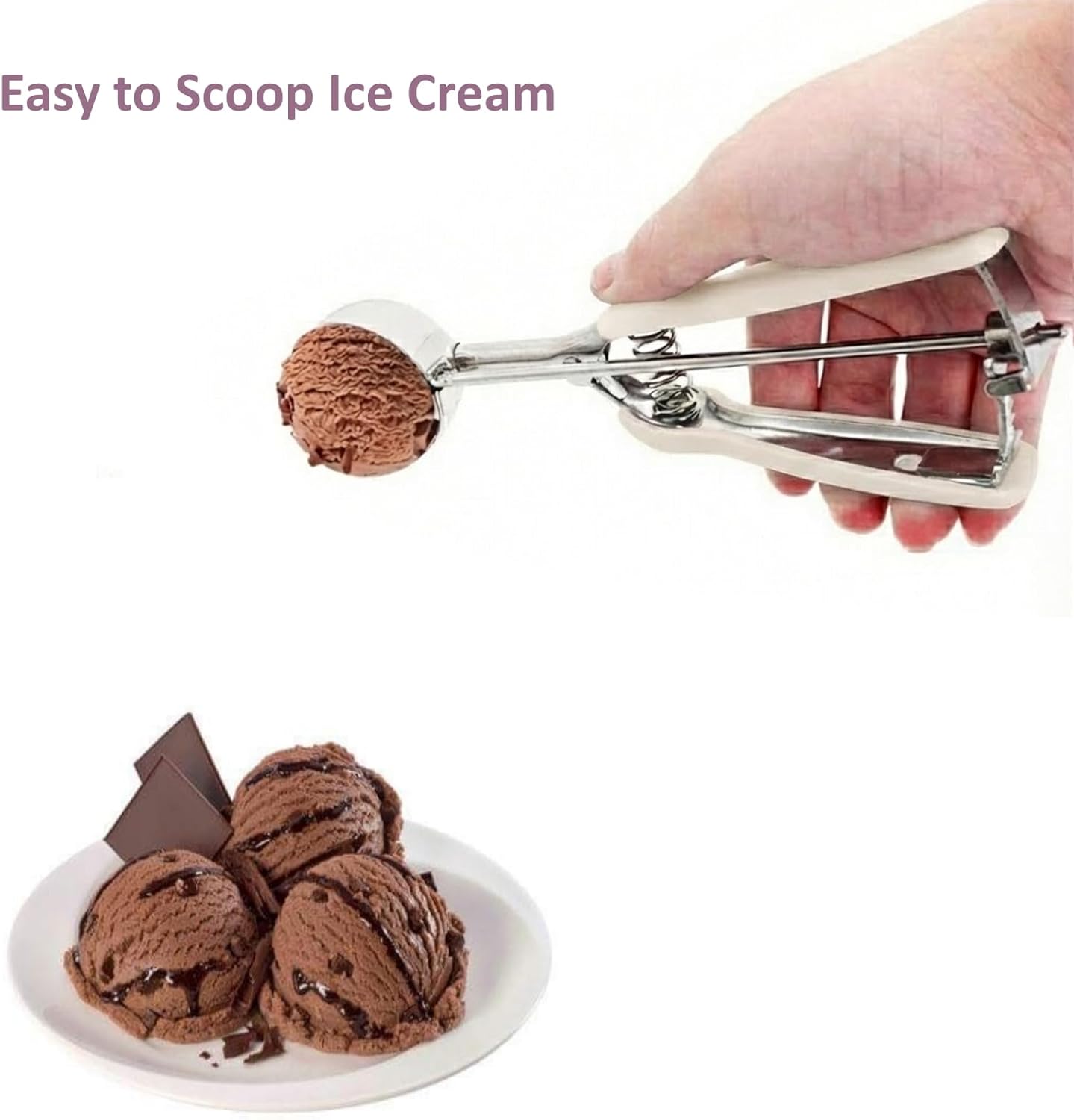 Ice Cream Scoop, 18/8 Stainless Steel Cookie Scoop, Cookie Scoops for Baking, 2 Tbsp/ 30 ml/ 1 oz Cookie Dough Scoop, Ice Cream Scooper with Trigger Release, Cookie Scooper for Baking