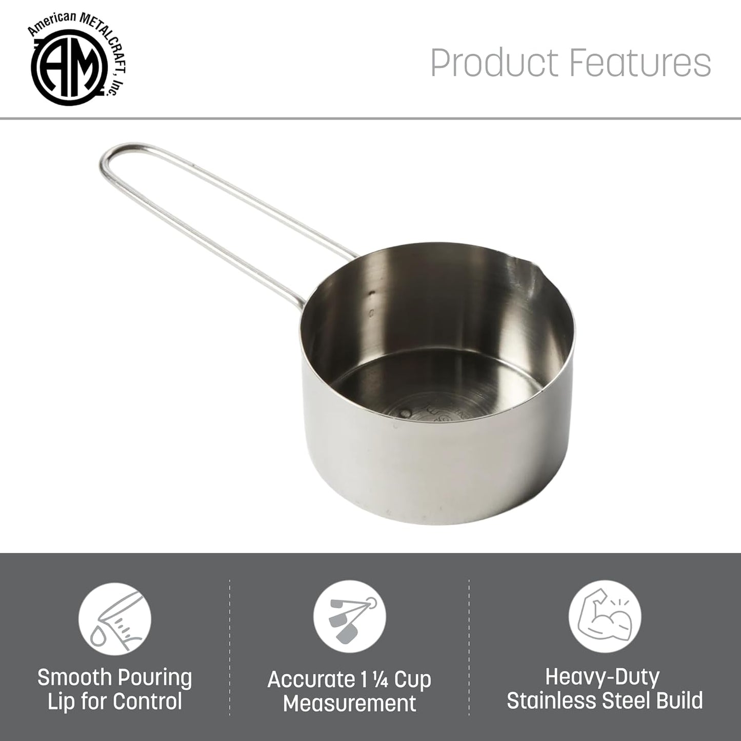 American METALCRAFT, Inc. 1/3 Stainless Steel Measuring Cup, Silver