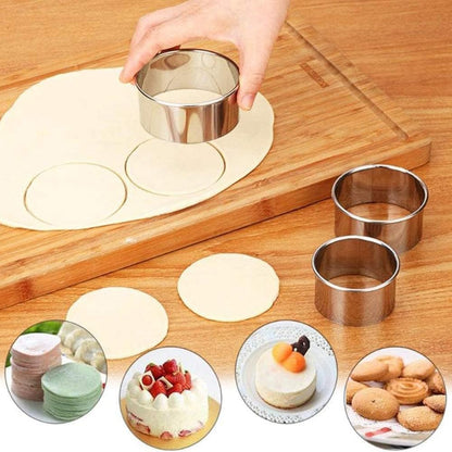 Biscuit Cutters Set, Round Cookie Cutters, Stainless Steel Dumpling Cutters,Cake Pastry Cutters,Scone Cutters Molds for Cooking Baking (3Pcs, Plain Edge)