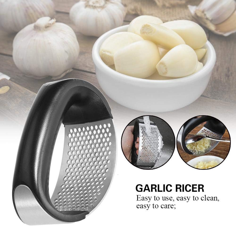 Fdit Garlic Press, Stainless Steel Curved Garlic Crusher with Ergonomic Handle, 4.1x2x3 Inch