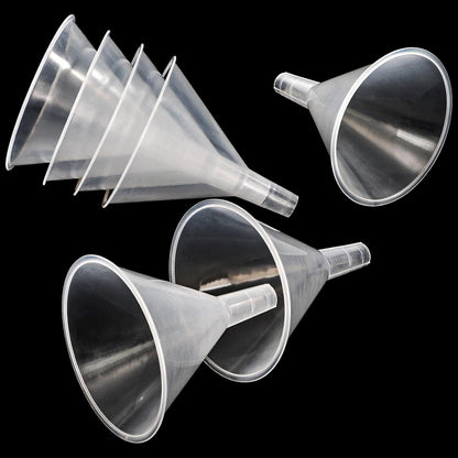Tebery 20 Pack Plastic Funnels Set, 4.7 Inch Wide Mouth Funnel for Filling Bottles, Large Clear Kitchen Funnels with Long Spout, Reusable Liquid Transfer Funnel for Powder, Oil, Lab, DIY