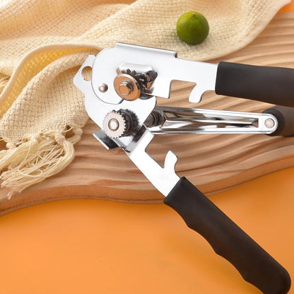Hand Crank Can Opener,Stainless Steel Manual Tool Handheld Smooth Edge Can Opener for Kitchen Camping Outdoor Picnics(COLOR:Black+Silver)