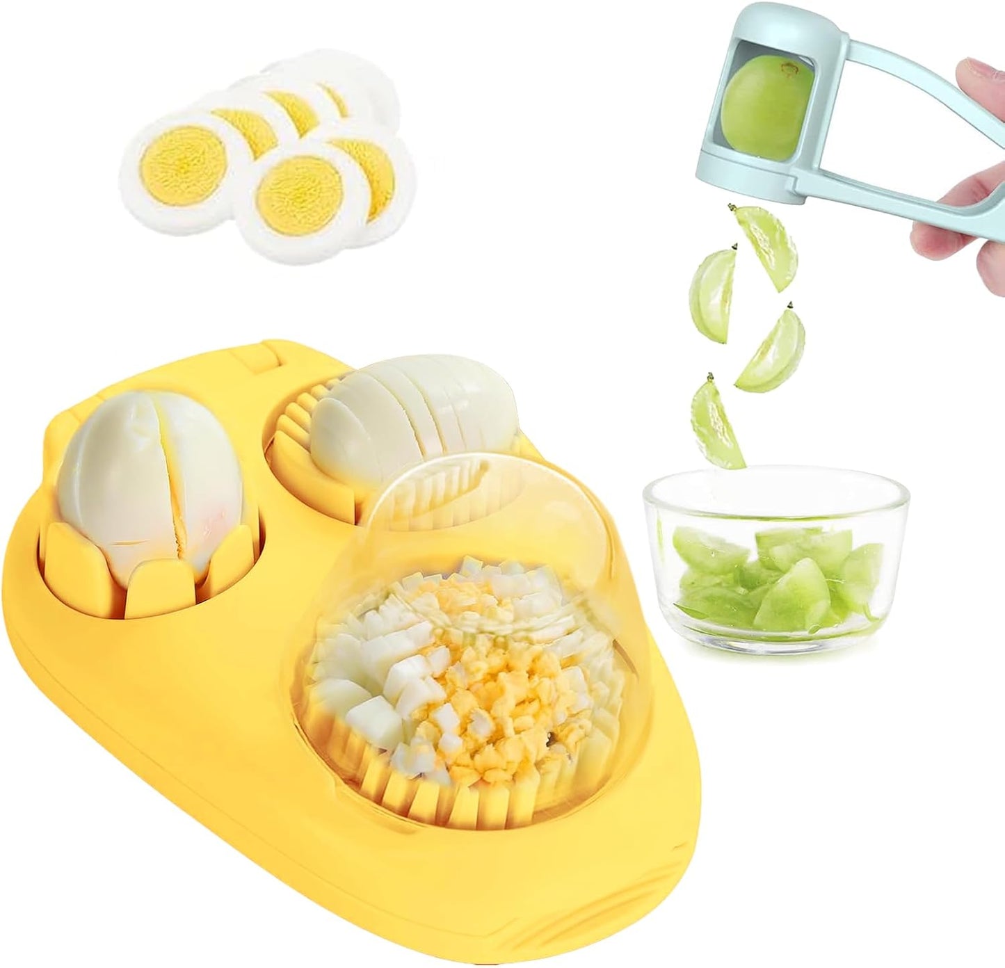 1 Pcs Heavy Duty Egg Slicer with 3 Cutting Modes, Stainless Steel Egg Cutter for Hard Boiled Eggs, Strawberry, Grape, Mushroom, Kitchen Dicer Tool, Send Goods From Local Warehouse