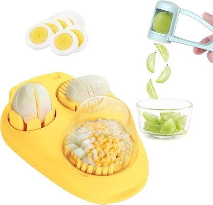 1 Pcs Heavy Duty Egg Slicer with 3 Cutting Modes, Stainless Steel Egg Cutter for Hard Boiled Eggs, Strawberry, Grape, Mushroom, Kitchen Dicer Tool, Send Goods From Local Warehouse