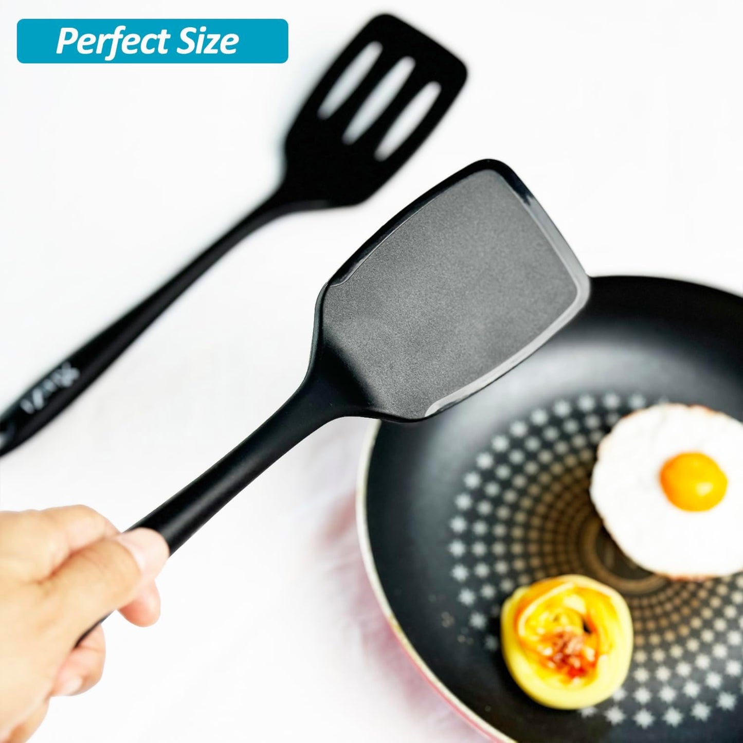 Silicone Spatula Turner Set, High Heat Resistant Spatulas with Seamless One Piece Design, Nonstick Rubber Flippers Utensils for Baking & Cooking,BPA-Free, Starry Blue,11IN