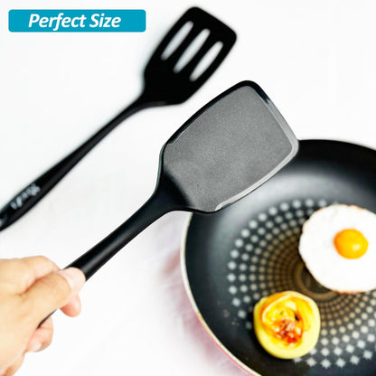 Silicone Spatula Turner Set, High Heat Resistant Spatulas with Seamless One Piece Design, Nonstick Rubber Flippers Utensils for Baking & Cooking,BPA-Free, Starry Blue,11IN