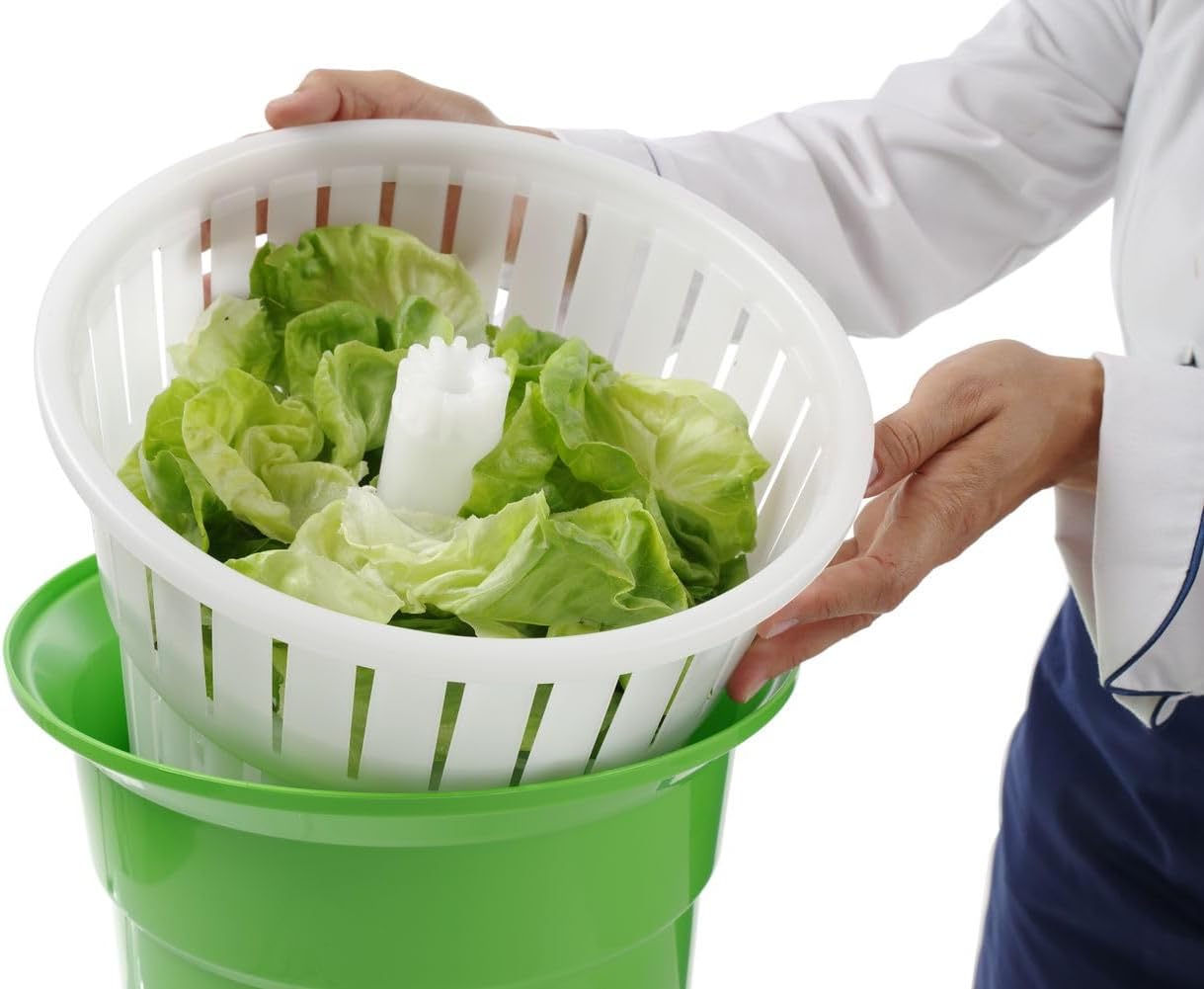 Heavy-Duty Vegetable Spinner, 12L Large Capacity Salad Dryer, Manual Lettuce Spinner for Commercial Catering, 3 Gallon Food-Grade Veggie Drainer for Restaurants, Food Trucks & Home Kitchens