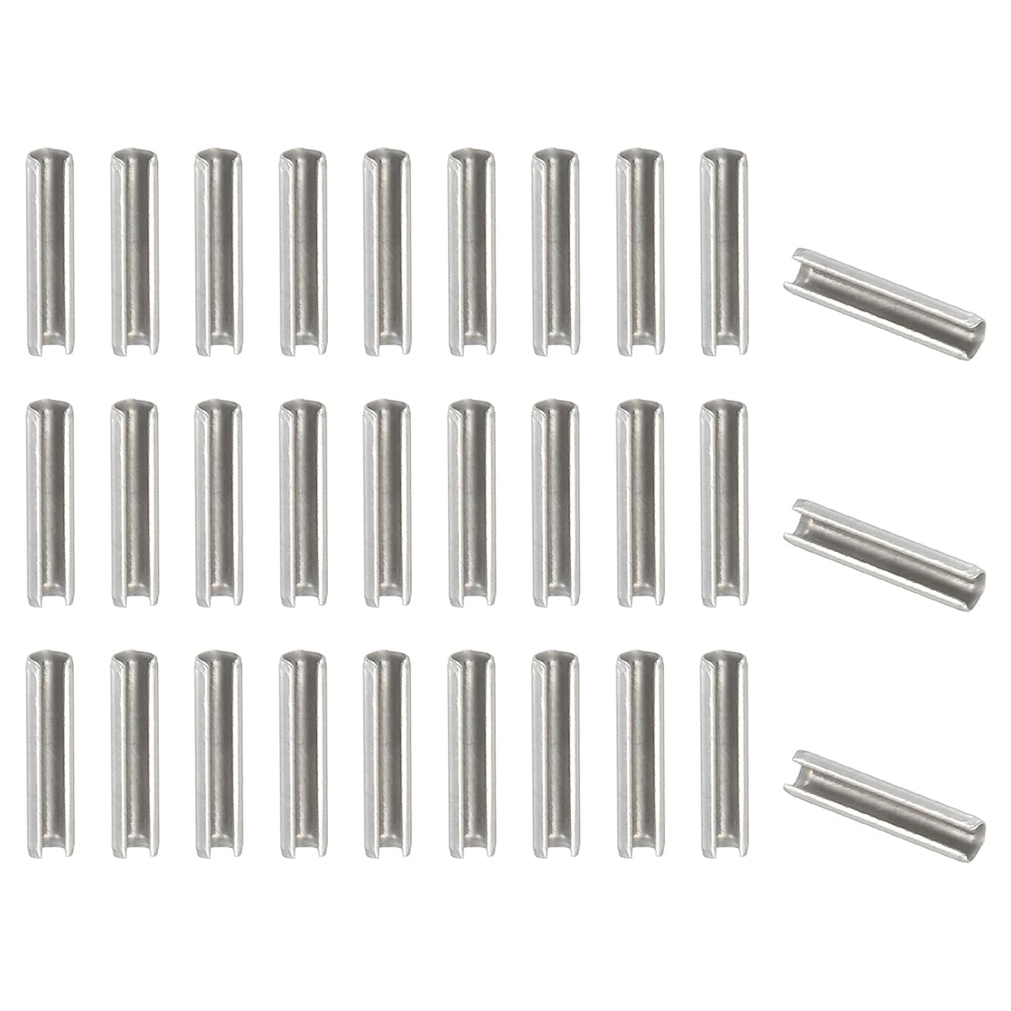 PATIKIL Slotted Spring Pin, 50 Pcs 1/8" x 3/4" (3.2mm x 20mm) 304 Stainless Steel Split Roll Pins Spring Dowel for Home Improvement Automotive Machine Repair, Silver - Colors B