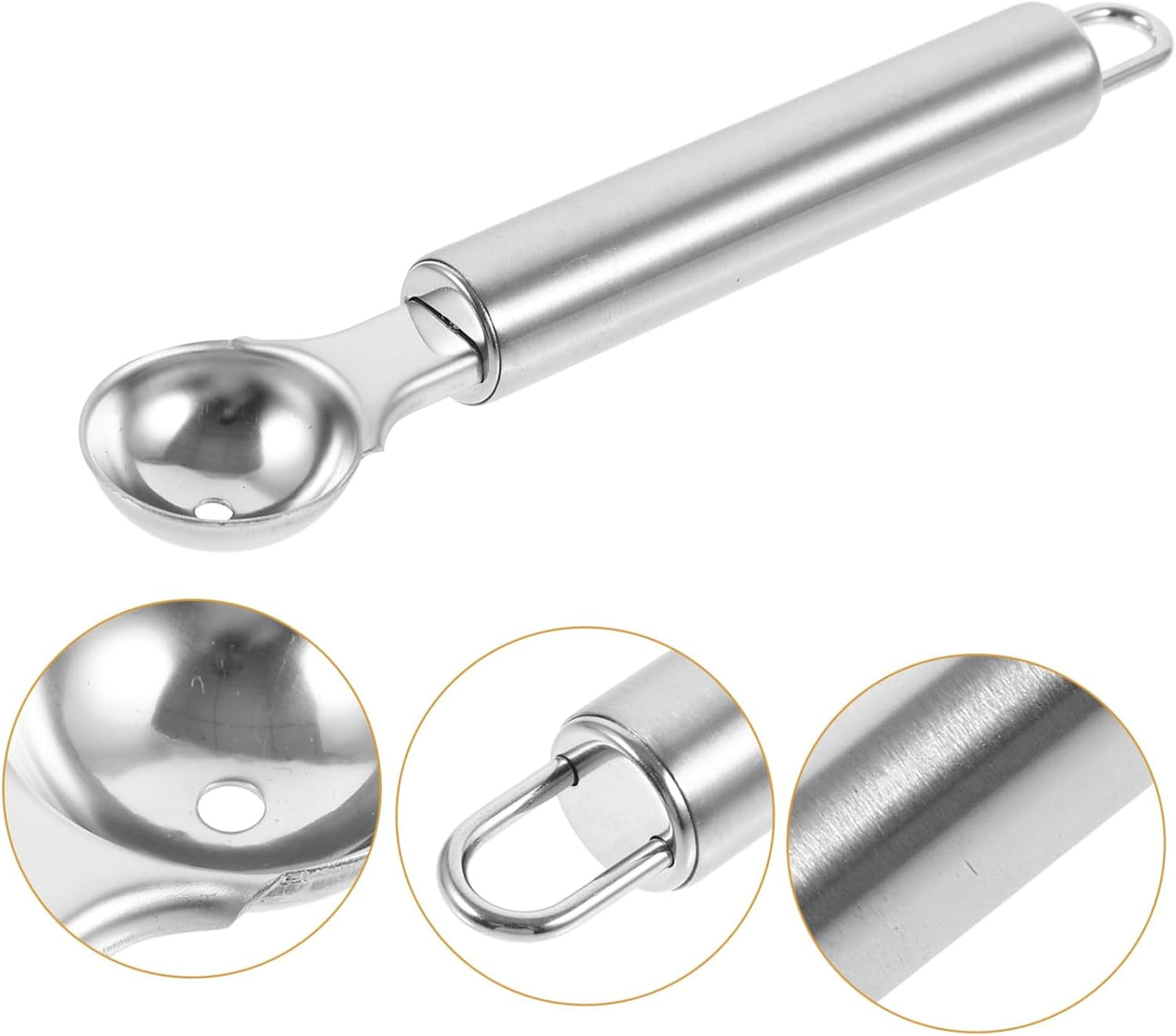 Garneck Ice Cream Accessories Round Melon Baller Stainless Steel Scoop Dessert Baller Easy Scoop
