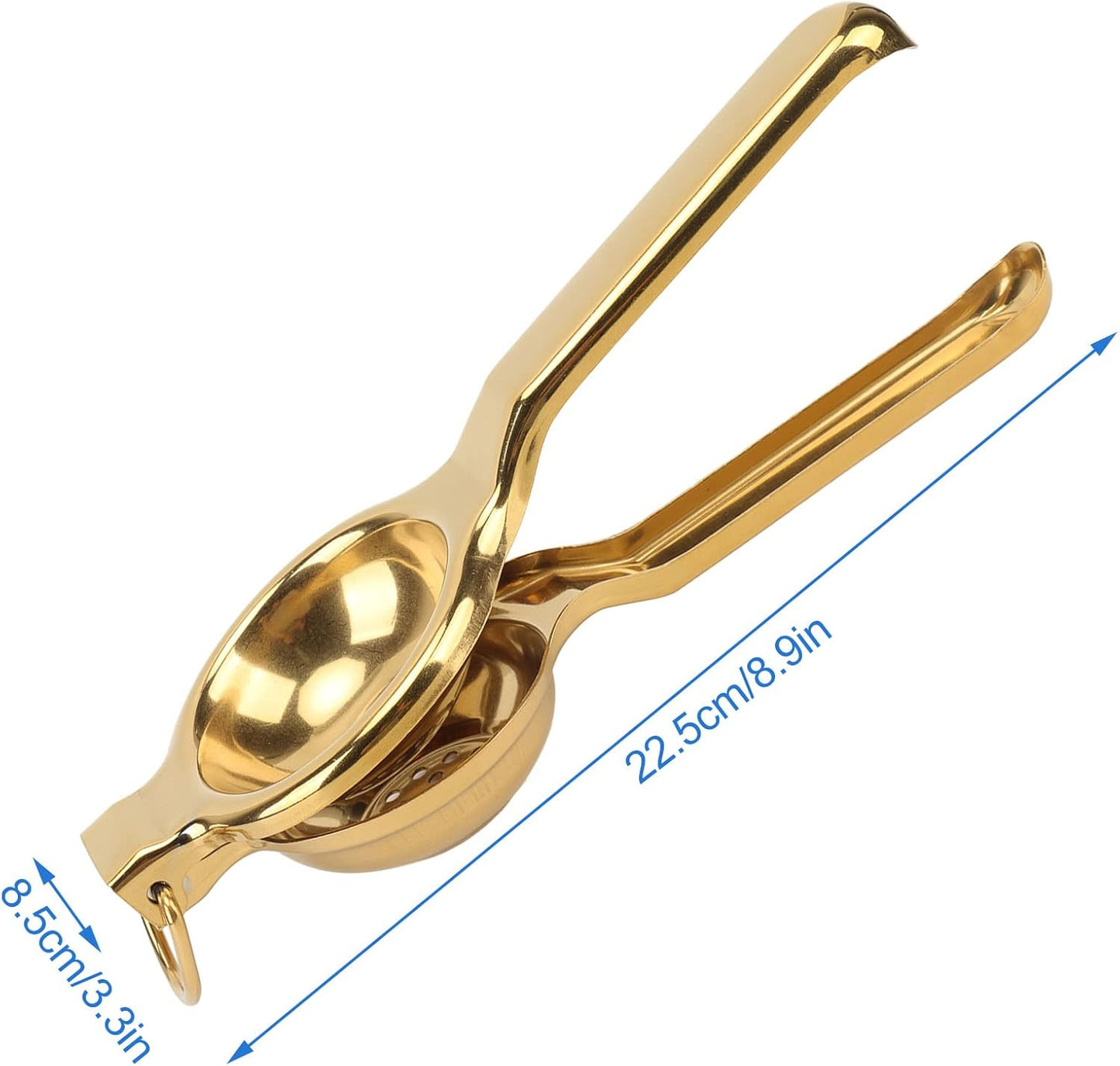 Stainless Steel Lemon Squeezer, Manual Citrus Juicer with Long Ergonomic Handle, Gold Finish – Juice Press for Lemons, Limes, Oranges