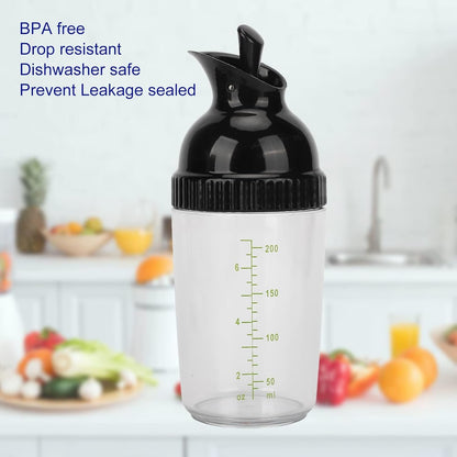 2PCS 200ml Salad Dressing Shaker Container, Salad Dressing Mixer Bottle Prevent Leakage Condiment Bottle with Lid for Soy Oil Vinegar (Green)