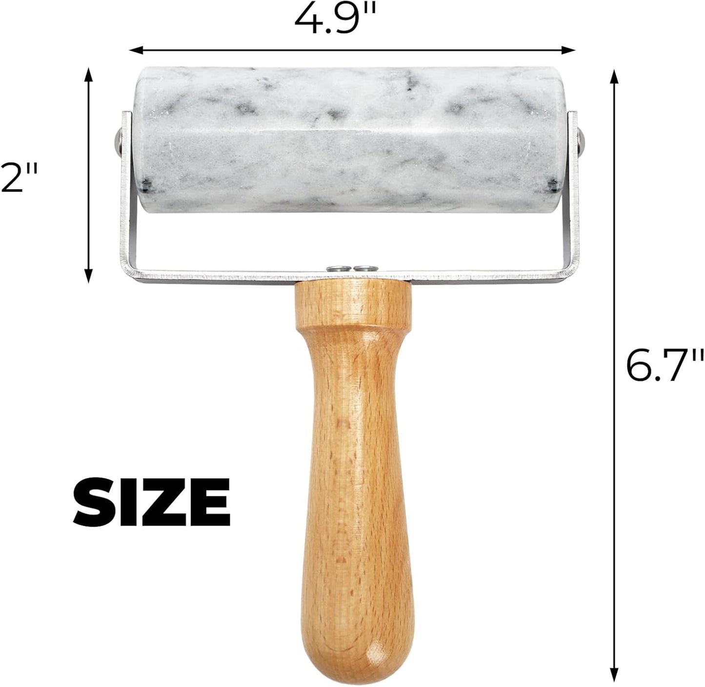 Hiceeden Marble Pizza Dough Roller, Non-Stick Pastry Rolling Pin with Wooden Handle, Small T-Type Roller Tool for Baking Tortilla, Pizza, Pie, Bread, Cookies