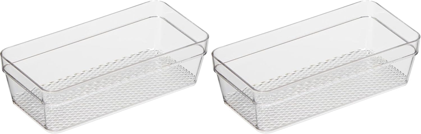 Oggi Clear Drawer Organizer - 3" X 12.5" - Ideal for Organizing Kitchen Drawers, Office, Desk, Silverware, Kitchen Utensils, Cosmetics and Bathrooms