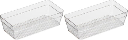 Oggi Clear Drawer Organizer - 3" X 12.5" - Ideal for Organizing Kitchen Drawers, Office, Desk, Silverware, Kitchen Utensils, Cosmetics and Bathrooms
