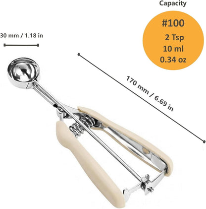 Cookie Scoop, Ice Cream Scoop, 1Tbsp/15 ml/0.5oz Cookie Scoops for Baking, 18/8 Stainless Steel Cookie Scooper for Baking, Ice Cream Scooper with Trigger Release, Cookie Dough Scoop with Non-slip Grip