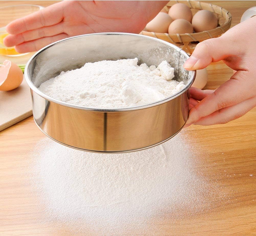 Flour Sifter for Baking - Stainless Steel 40 Mesh Small Tamis 6inch Round Sifter,Mini Fine Mesh Flour Sieve(6 Inch, 40m Mesh)