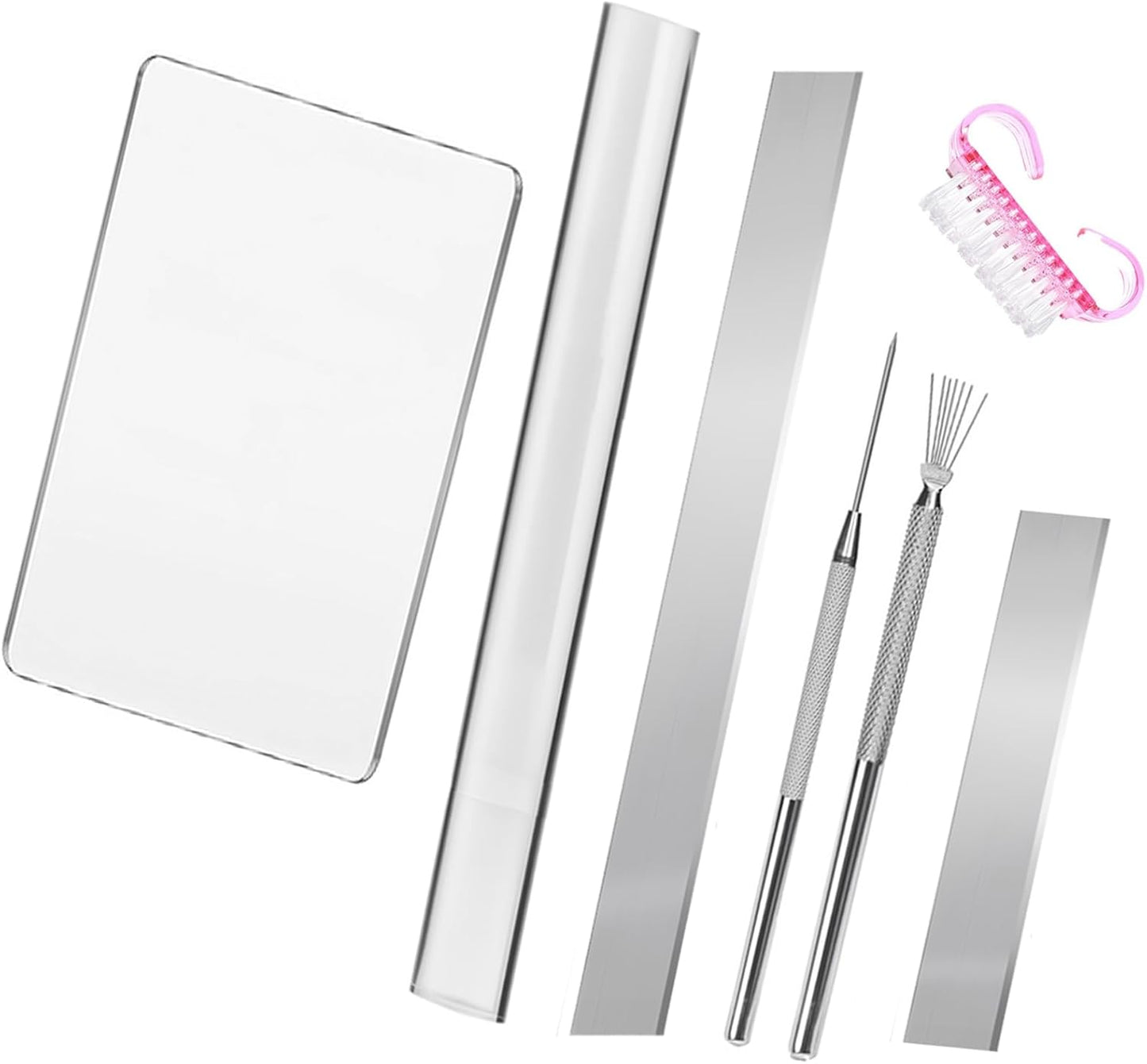 Basic Polymer Clay Tools, Clay Sculpting Tools Acrylic Roller Pin, Clear Rectangle Sheet Press Board, Double-Ended Pottery Carving Set for Beginner (15)