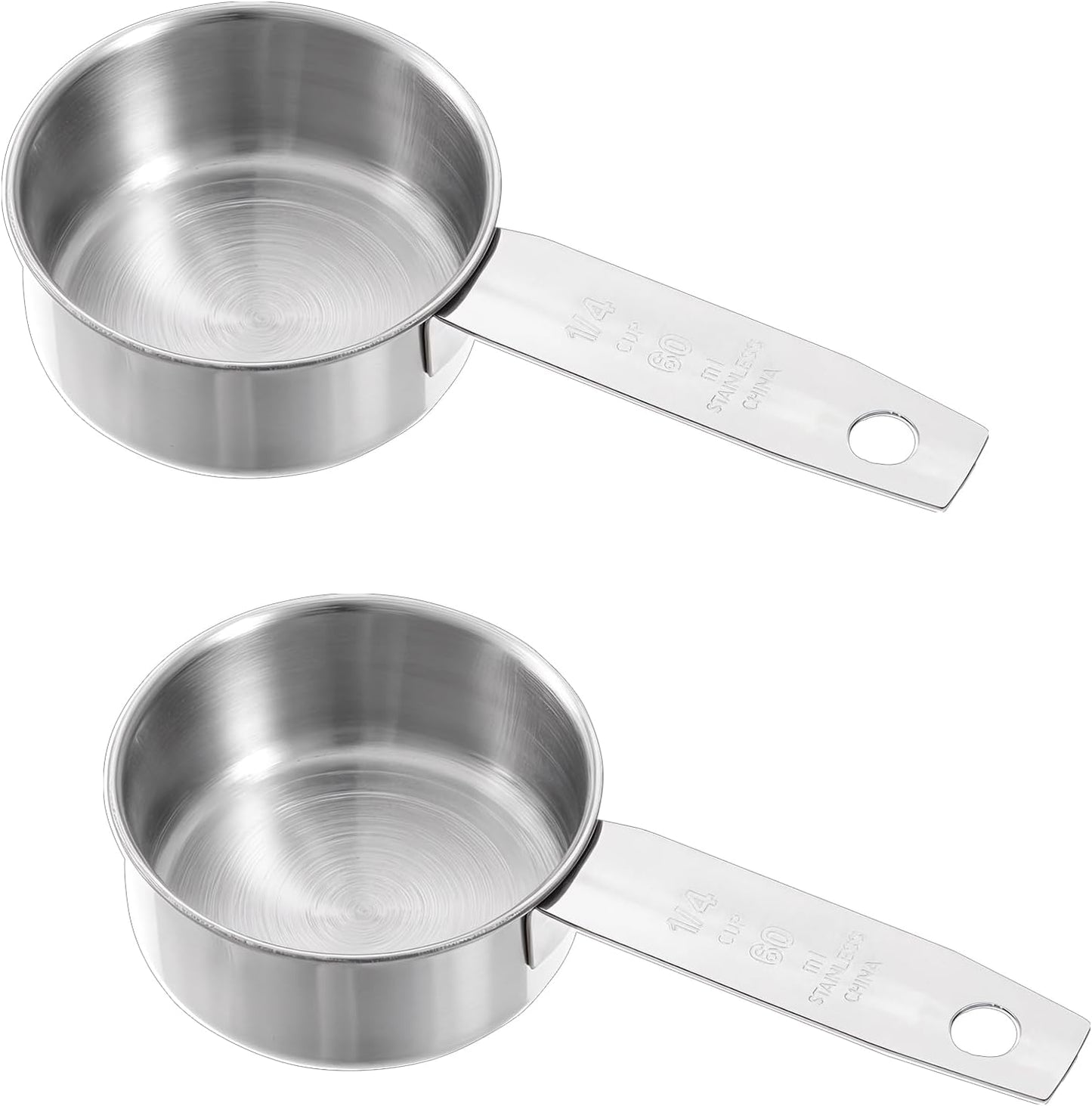 2 Pcs 1/8 Cup (30ml, 1oz) Measuring Cup, Stainless Steel Measuring Scoop Coffee Scoops Small Metal Measure Cups Tablespoon for Wet and Dry Ingredients, Metric and US Measurement, Dishwasher Safe