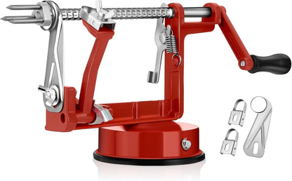Apple Peeler Corer,Apple Slicer With Stainless Steel Blades,Fruit Cutter Machine, Convenient and Funny, Creative Kitchen Tool Gift for Baking Lover（Red）