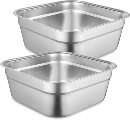 yeesport Stainless Steel Washing Up Bowl, Multi-Purpose Dish Tub for Sink, Large Square Container for Kitchen, Vegetable Washing Basin, Sturdy Dishpan for Home