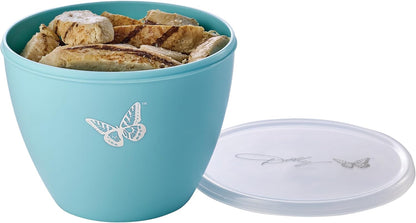 Dolly Parton Prep Bowl Set with Lids, 4 Piece Blue Butterfly Design, Airtight Storage, Mixing and Serving Bowls, Dishwasher Safe, 1 Through 4 Cup Sizes