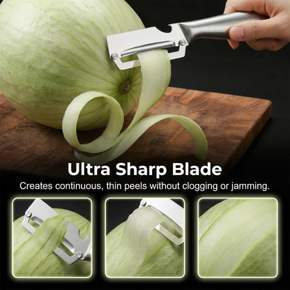 Multi-Functional Vegetable Peeler for Kitchen, 2026 New Vegetable Peeler with Wooden Handle and Bottle Opener, 2 in 1 Stainless Steel Kitchen Tool for Fruit Apple Potato Pumpkin Slicer (brown, 1PCS)