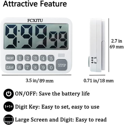 Digital Dual Triple Kitchen Timer, 3 Channels Magnetic Countdown Stopwatch Timer for Cooking, Loud Alarm Large Display Multi Food Memory Timer for Seniors & Teachers Battery Included (Blue)