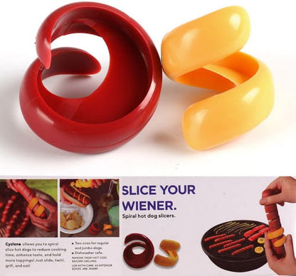 2 Pcs Spiral Hot Dog Slicers, Manual Fancy Sausage Cutter Spiral Barbecue Hot Dogs Cutter Slicer Kitchen Cutting Auxiliary Gadget Fruit Vegetable Tools Design Kitchen Utensils and Gadgets