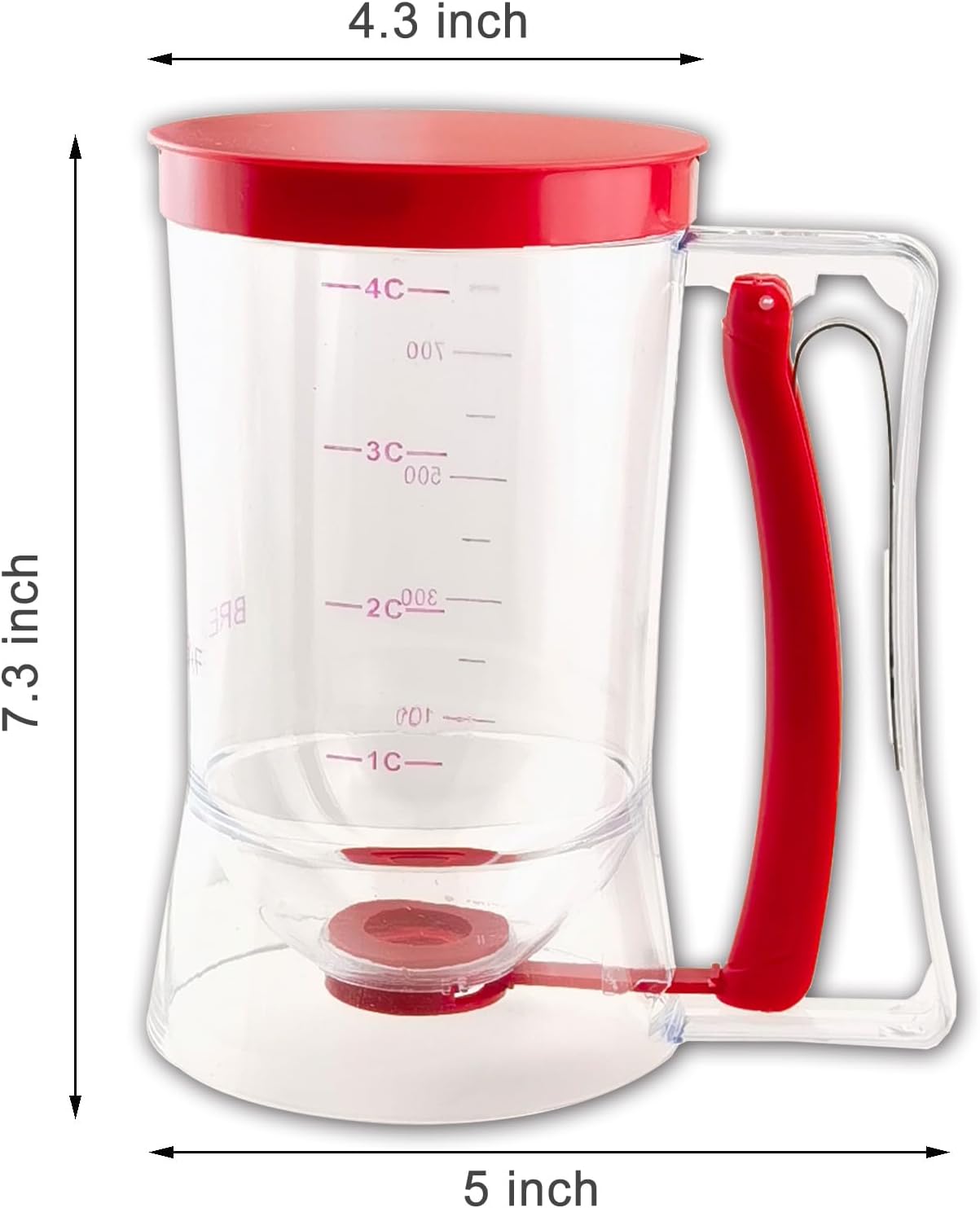 Pancake Batter Dispenser - Cookie Cupcake Cupcakes Waffle Waffles Separator Tool with Squeeze Handle, Easy Pour & Measuring Label for Griddle, Baking Supplies, Crepe & Cake Muffin Mix, Purple