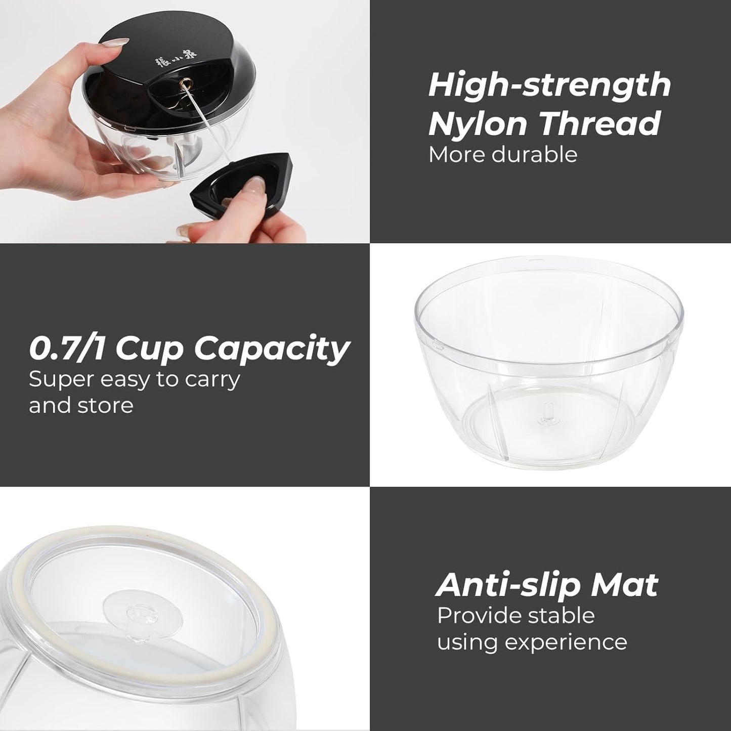 Manual Vegetable Chopper Hand String Garlic Mincer Onion Cutter Manual Food Processor for Ginger, Chili, Fruit, Meat, Nuts Food Chopper 550ml