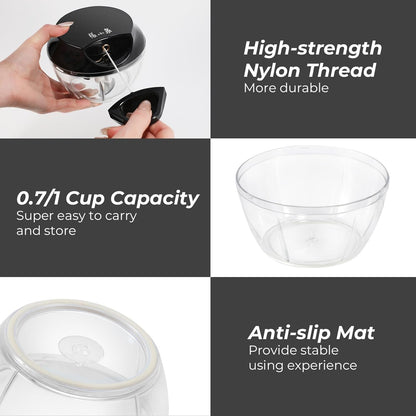 Manual Vegetable Chopper Hand String Garlic Mincer Onion Cutter Manual Food Processor for Ginger, Chili, Fruit, Meat, Nuts Food Chopper 550ml