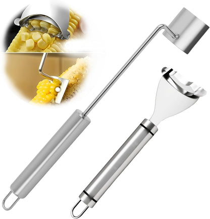 2 Pack Corn Peeler and Stripper Tool Set Ergonomic Stainless Steel Corn on the Cob Stripper Tool Set Gadget Tool for Kitchen Prep, Upgrade Kernel Remover Tool Easy to Use and Clean