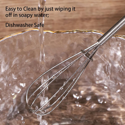 Stainless Steel Mini Whisk 2 Pcs, Small Wire Whisks Set with Wooden Handle, Kitchen Egg Beater Mini Hand Mixer for Cooking, 7.8inch