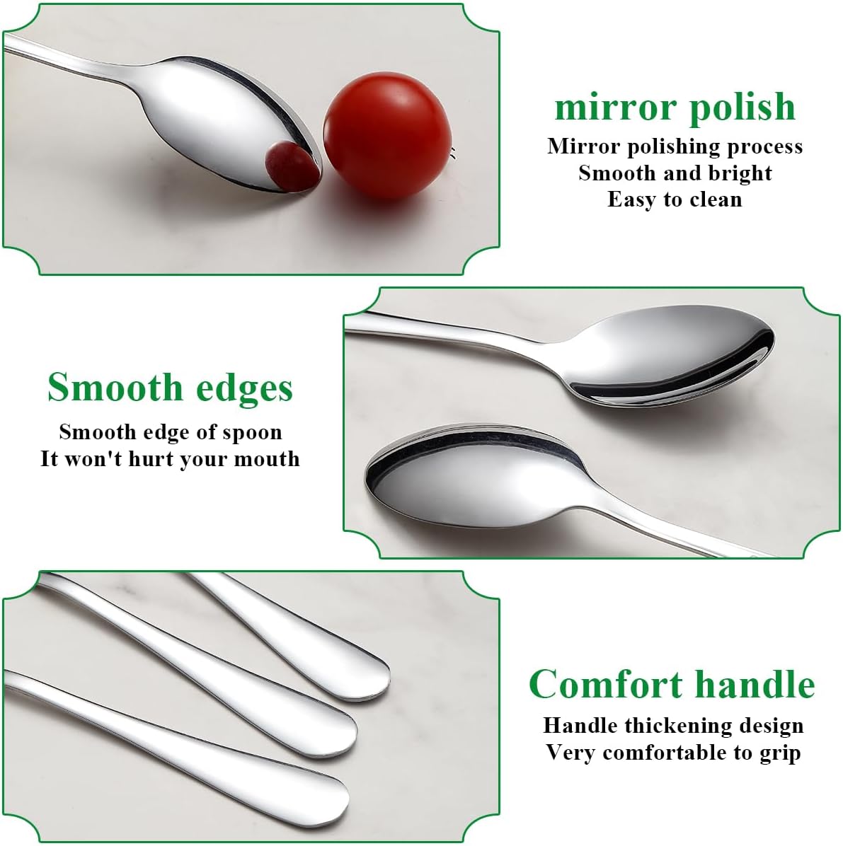 Demitasse Espresso Spoons 12 Pieces 5.5", Berglander Stainless Steel Mini Spoons Set for Coffee, Dessert, Ice Cream, Metal Cutlery Spoon for Home, Kitchen, Restaurant Café, Dishwasher Safe