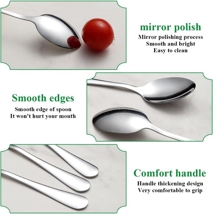 Demitasse Espresso Spoons 12 Pieces 5.5", Berglander Stainless Steel Mini Spoons Set for Coffee, Dessert, Ice Cream, Metal Cutlery Spoon for Home, Kitchen, Restaurant Café, Dishwasher Safe
