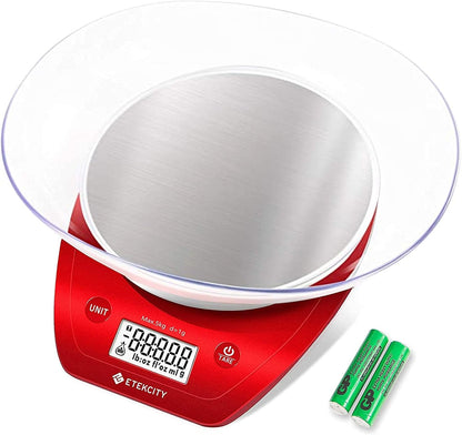 Etekcity 0.1g Food Kitchen Scale, Bowl, Digital Grams and Ounces for Weight Loss, Dieting, Baking, Cooking, and Meal Prep, 11lb/5kg, Stainless Steel Silver