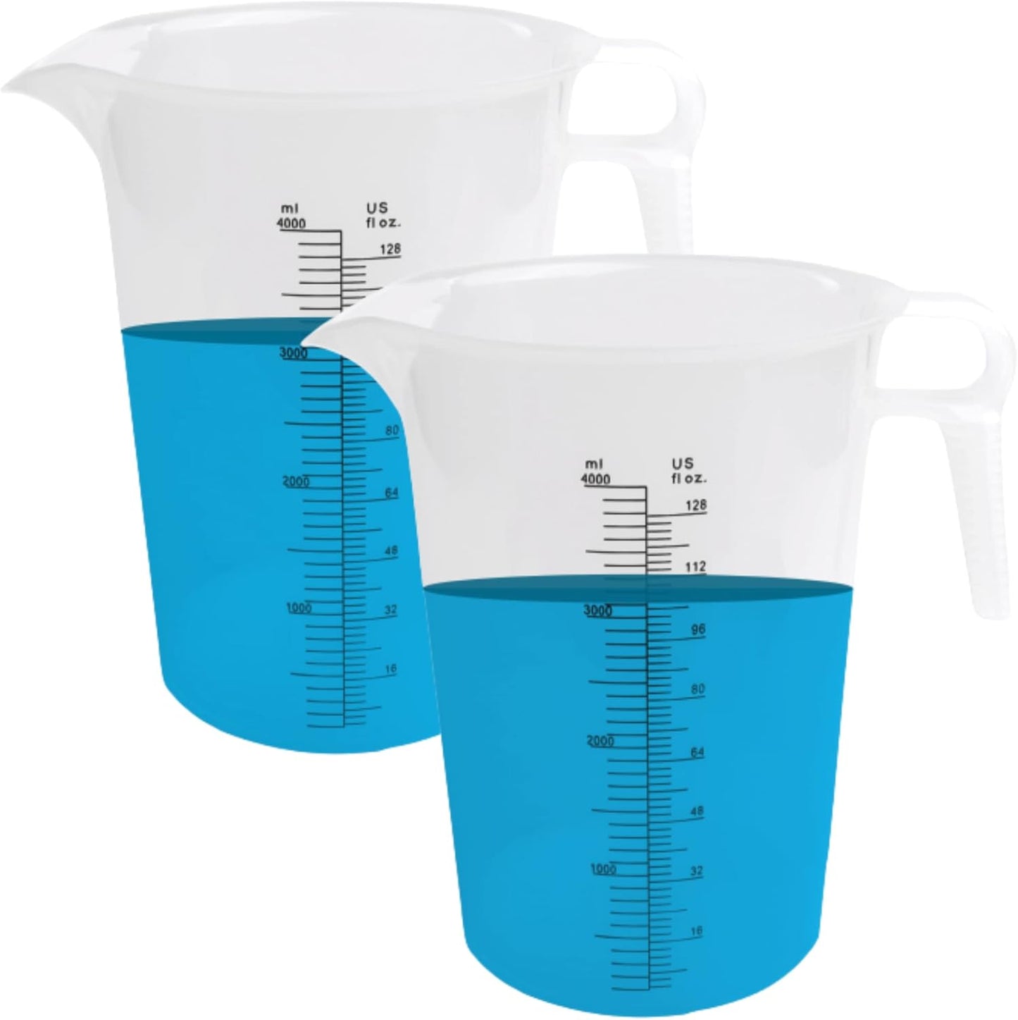 2-PACK ACCUPOUR Measuring Pitcher, Pool Measuring Cup for Chemicals, Plastic, Multipurpose - Great for Oil, Chemicals, Pool and Lawn - Ounce (oz) and Milliliter (mL) Increments (8oz)