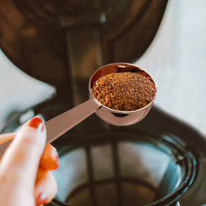 2-in-1 Coffee Scoops, 304 Stainless Steel Tablespoon Measure Spoon, with Pressed Bottom for Coffee Bean Press Coffee Grinding Pressing（Silver15 ml）