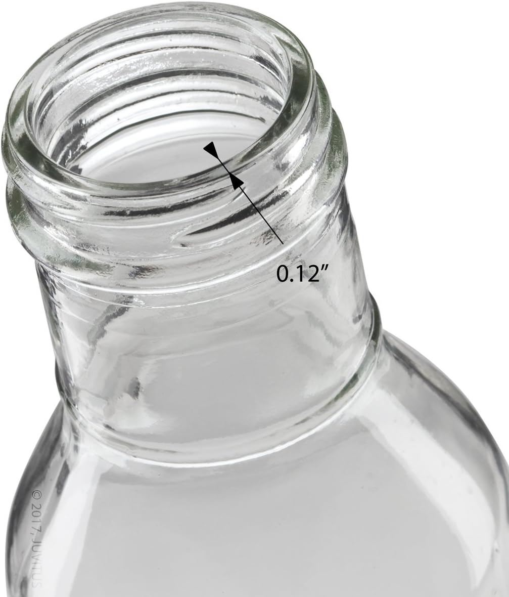 JUVITUS 12 oz Professional Clear Glass Thick Wall Sauce Bottle with Drip Resistant Flip Top Cap (2 Pack) for BBQ Sauce, Salad Dressings, more