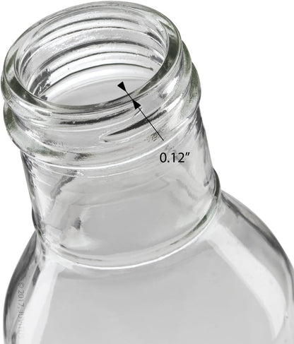 JUVITUS 12 oz Professional Clear Glass Thick Wall Sauce Bottle with Drip Resistant Flip Top Cap (2 Pack) for BBQ Sauce, Salad Dressings, more