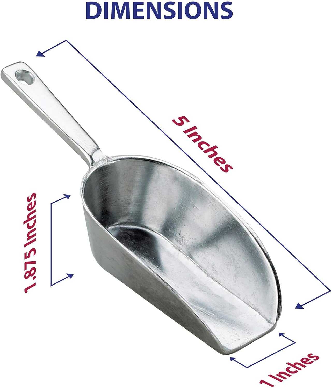 HIC Kitchen Flat Bottom Food Utility Scoop, 7.5-Inch, 185-Millimeter, Set of 2, Commercial-Grade Anodized Cast Aluminum