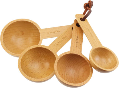 30ml Wood Measuring Spoon and Scoop Wooden Tablespoon 30ml Measuring Scoop 2 TBSP Retro Coffee Spoons for Dry Ingredients Ground Tea Spice (Wood Color, 2TBSP)