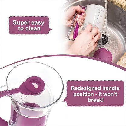 Pancake Batter Dispenser, Kitchen Must Have Tool for Perfect Pancakes, Cupcake, Waffle, Cake & Crepe, Batter Separator Maker with Measuring Label, milk dispenser and butter dispenser (Purple)
