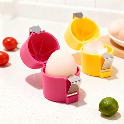 Premium PP Egg Shell Opener & Egg Cracker, Multifunctional Egg Peeler & Egg Opener Tool for Raw Eggs, Quick Clean Crack for Home Kitchen Gadgets, Stainless Steel Blade,Yellow Bright