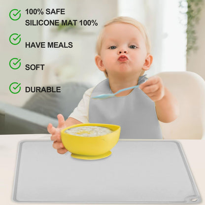Standard Silicone Mat,Black Baking Mat-Food Grade Kids Dinner Table Placemat Non Slip Counter Mat with Raised Edges Heat Resistant Mat for Air Fryer Nonstick Pastry Dough Mat(1 Pack 23.6'' x 15.7'')