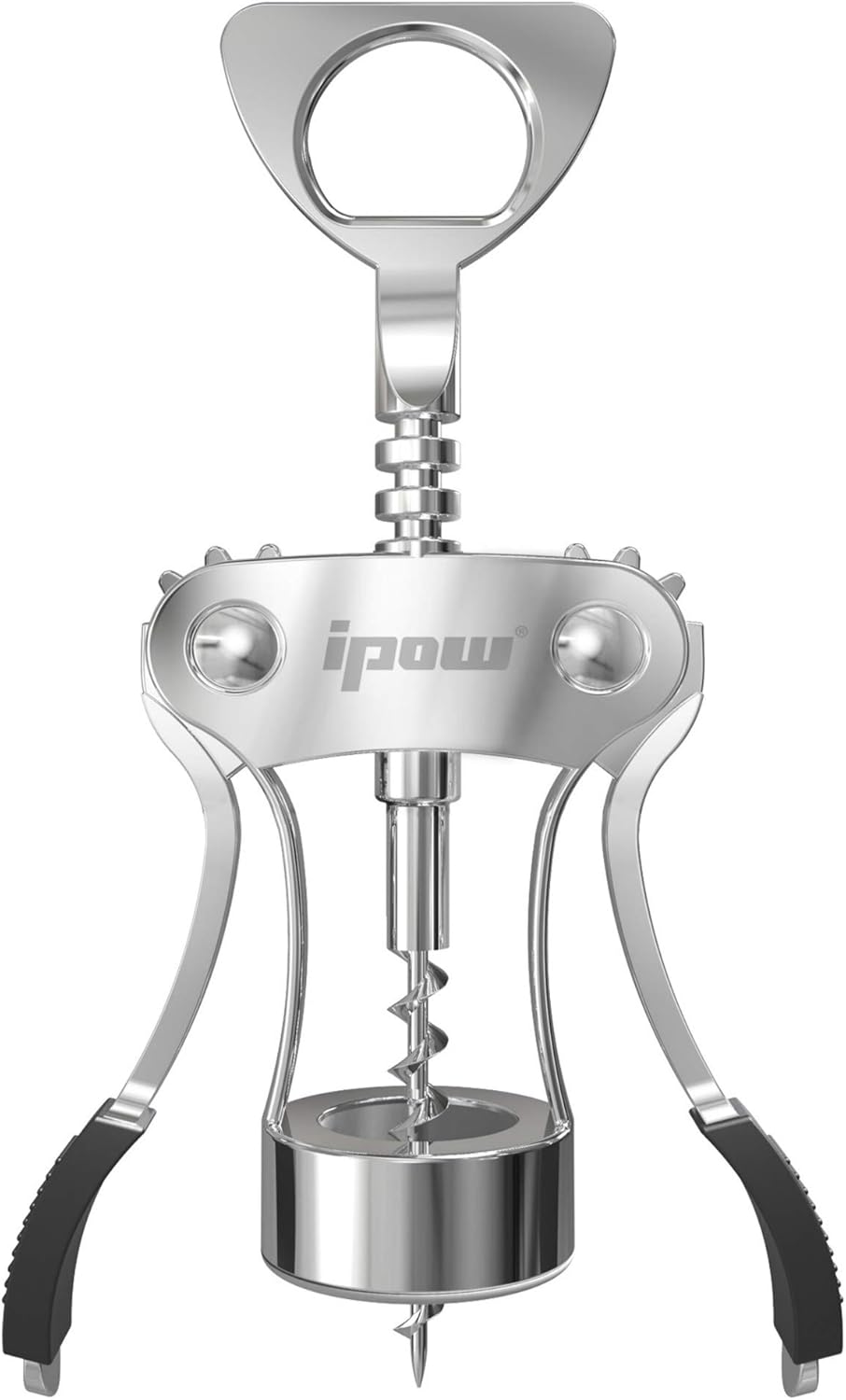 IPOW Wine Opener, Zinc Alloy Wine Bottle Opener, Wing Corkscrew Heavy Duty, Manual Multifunctional Cork Screw for Waiter, Silver